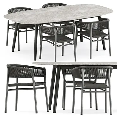 Kilt Dining armchair by Ethimo and Ellisse table by Varaschin