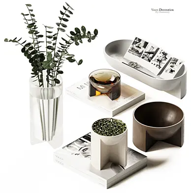 Decorative Set with Vases and Magazines