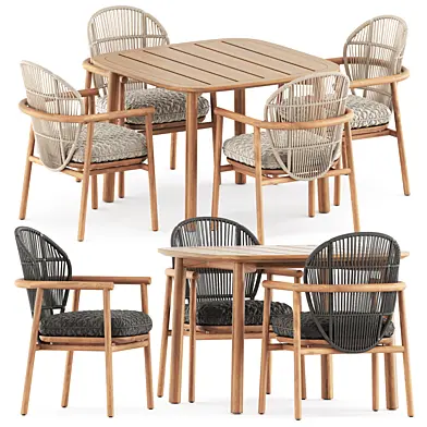 Fern dining chair with arms by Gloster and Twins table 6061 by Emu