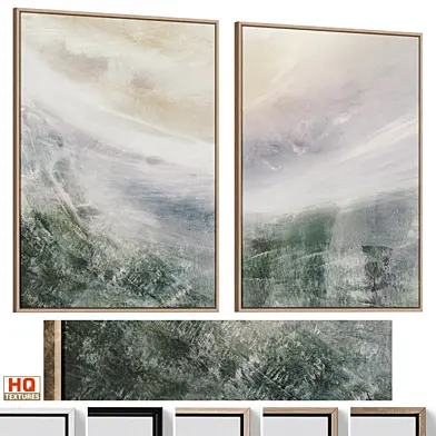Green Accent Abstract Textured Wall Art C-992