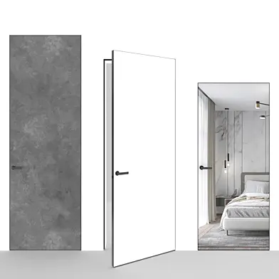ОМ Двери INVISIBLE DOORS штукатурка, зеркало на металлическом каркасе