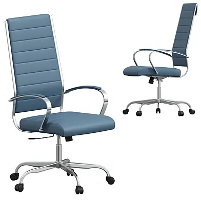 Benmar High Back Home Leather Office Chair, Navy Blue