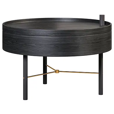 Modern Round Wood Rotating Tray Coffee Table By Homary