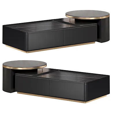 Modern black nesting stone glass coffee Table by Homary