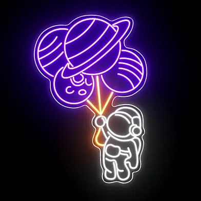 Balloon Astronaut Neon Sign