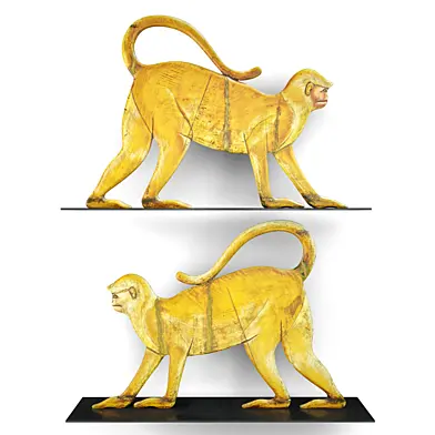 Vintage Wood Monkey Decor