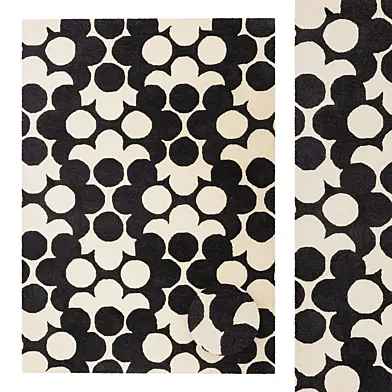 Flower Black & White  Rug