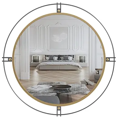 Fallon Black and Gold Metal 28 1/2" Round Wall Mirror