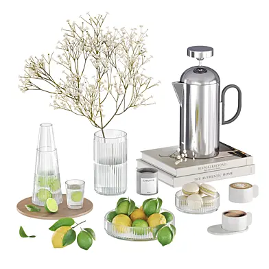 Decorative set with vase of citrus