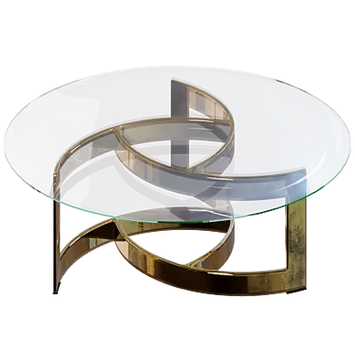 Contemporary Modern Leon Rosen Pace Round Sculptural Brass Glass Coffee Table