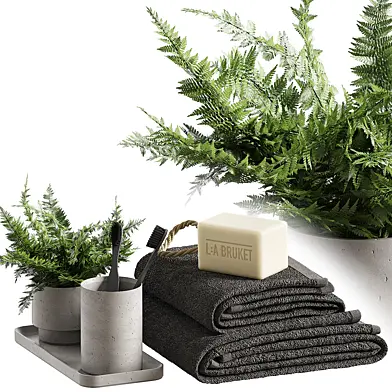 Bathroom decor with fern