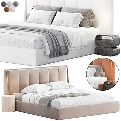 Gray Wingback Upholstered Headboard Bed