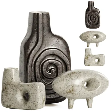 Clay Canoe Ceramic Vase Set 02