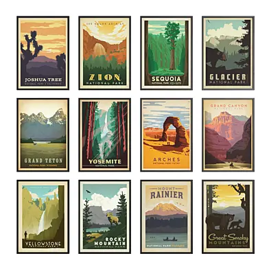 Paintings. National Parks Anderson Design 12 Piece
