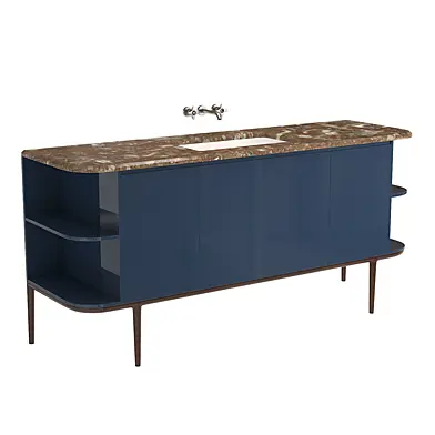 IlBagno | Cabinet in solid wood with top in marble and integrated sink