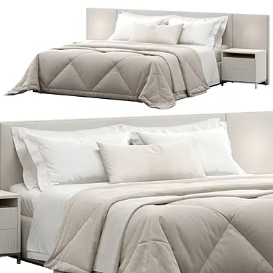 Panels Upholstered Headboard Bed