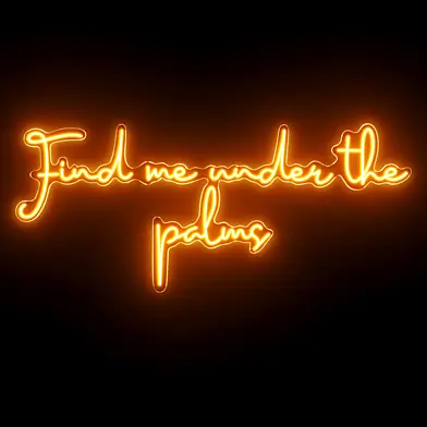 Find Me Under The Palms Neon Sign