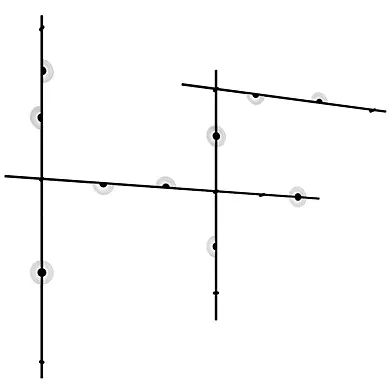 Suspenders 4-Bar Wall-Mounted with Mezzaluna Luminaires