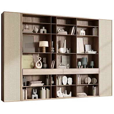Cabinet rattan Furniture - Wooden Shelves Decorative With Book 07