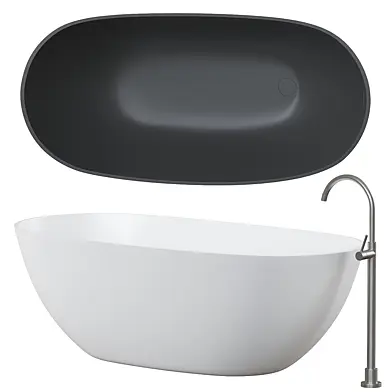 Florence Matte Black Freestanding Stone Bath 1650mm