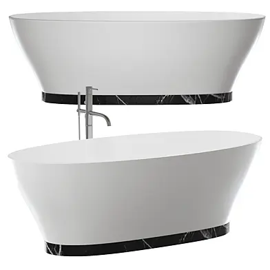 Empressa Freestanding Stone Bath with Nero Marquina Marble Base