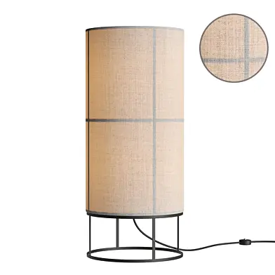 Hana 1 Light Table Lamp in Black with Natural Linen Shade