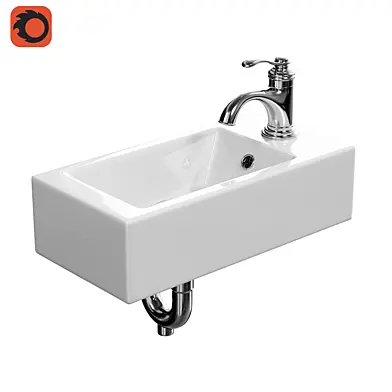 Small Wall Mount Bathroom Sink Rectangle with Overflow Right Side Hole