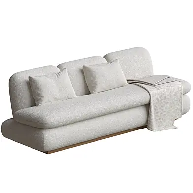 Modern Drama White Boucle Pouf Sofa
