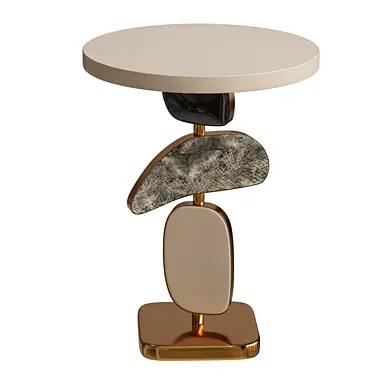 Shagreen Side Table with a Mobile Sculptural Base with Brass Accents  Kifu Paris
