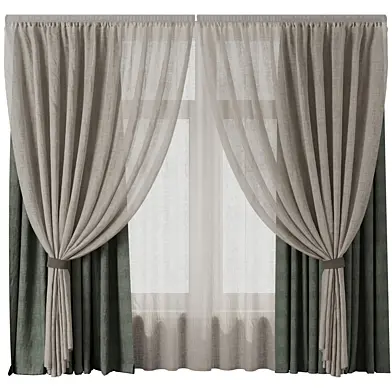 Classic curtains and linen tulle 002