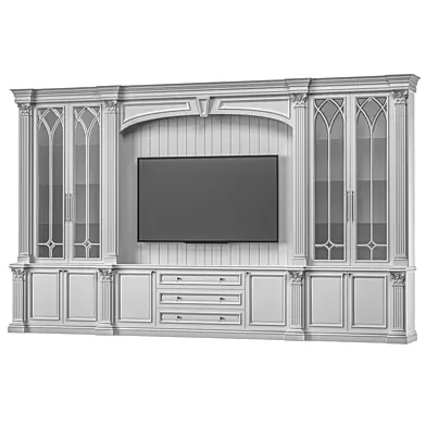 blk wood classical tv cabinet 006