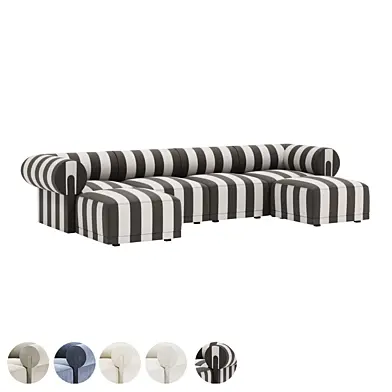Cerca 6-Piece Striped Double Chaise Outdoor Sectional Sofa