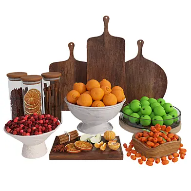 Fruit berry set with apples and tangerines