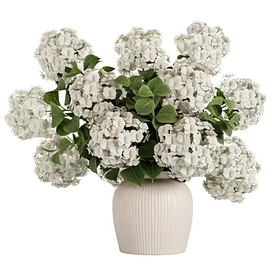 Hydrangea Bouquet in Textured Ceramic Vase  3 Color Variants