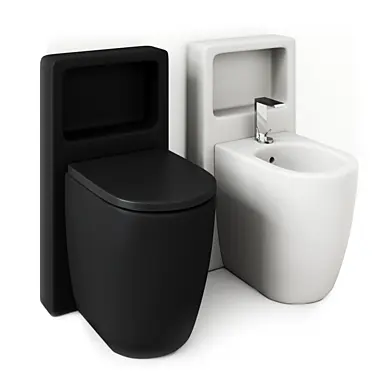 Smile Back to wall wc 53 bidet 53 with Magicbox by Ceramica Cielo