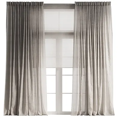 Pinch Pleat Linen Curtain with Roller Blind