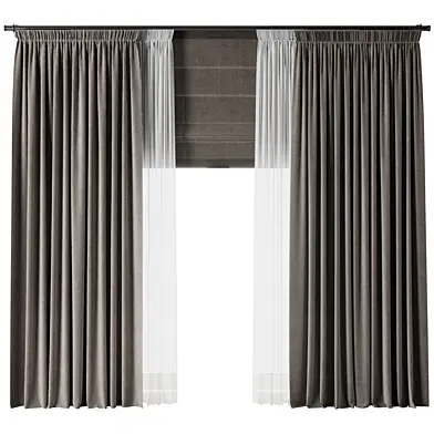 Rod Curtains with Roman blinds brown 20 HBH
