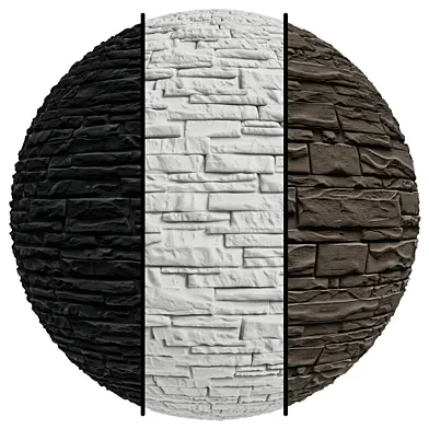 FB978 Faux Stacked Stone Panels coverings | 3MAT | PBR | Seamless