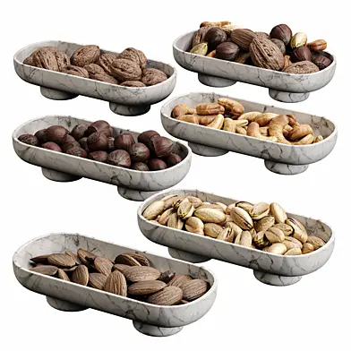 Marble Serving Bowls with Assorted Nuts