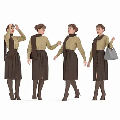 casual woman with wool outfit 4 pose