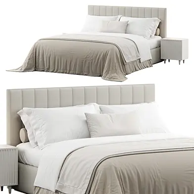 Striped Headboard Bed