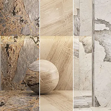 Мрамор/ Fire Tunder/ Breccia Sardo/ Patagonia/ 3000x1000mm