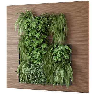Indoor Wall Vertical Garden in Wooden Base_Set 2784