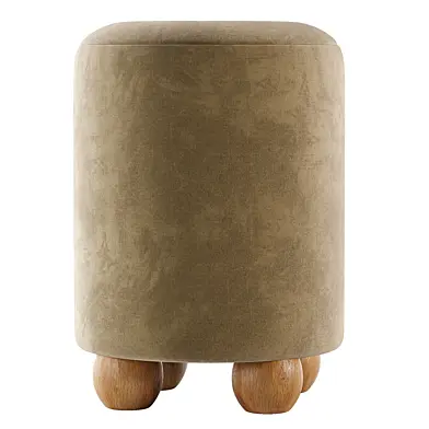 Pouffe with Ball Feet, Mohair