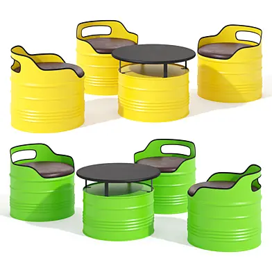 Barrel Table & Chair