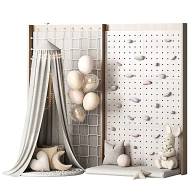 Kids zone with climbing wall and canopy