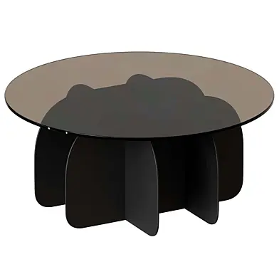 Modern Metal Abstract Glass Coffee Table