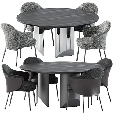 Angie chairs and Wedge table by Minotti