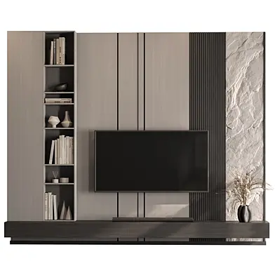 TV Wall Gray Wood - Set 210