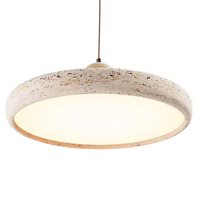 Yellow Limestone Travertine Wabi-Sabi Decor Hanging Light